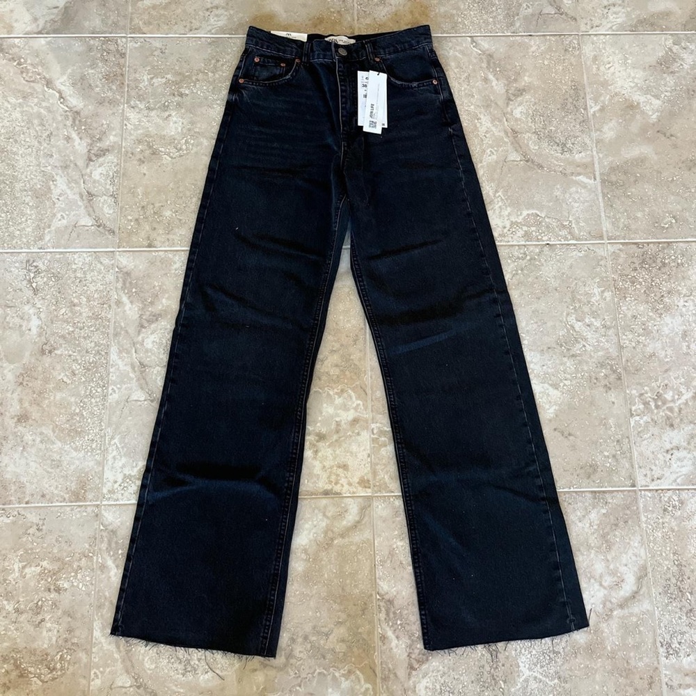 Zara High Rise Wide Leg Full Length Jeans